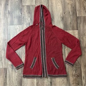 Alpaca Imports Hooded 45% Alpaca Sweater Hand Made Women’s Sz M Red